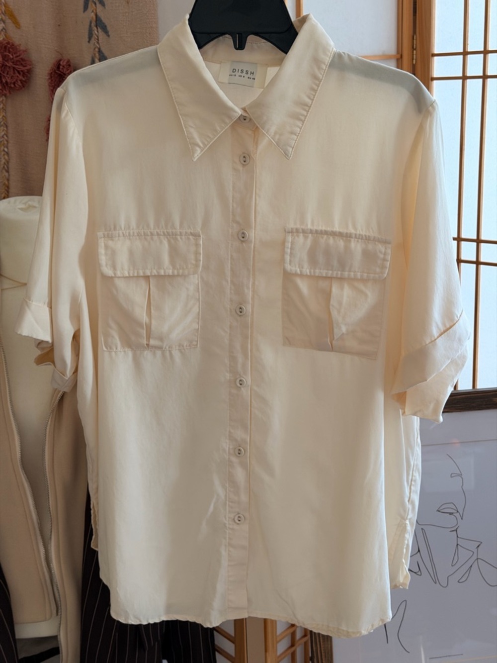 DISSH Cream Button-Up Blouse – Size US 8 (EU 40)